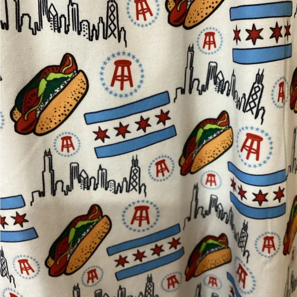 Barstool Sports White Graphic Hot Dogs Chicago Skyline Men's Shirt - Picture 6 of 6